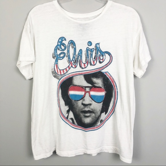 American Eagle Outfitters Tops - ELVIS Patriotic Graphic Tee White Short Sleeve L